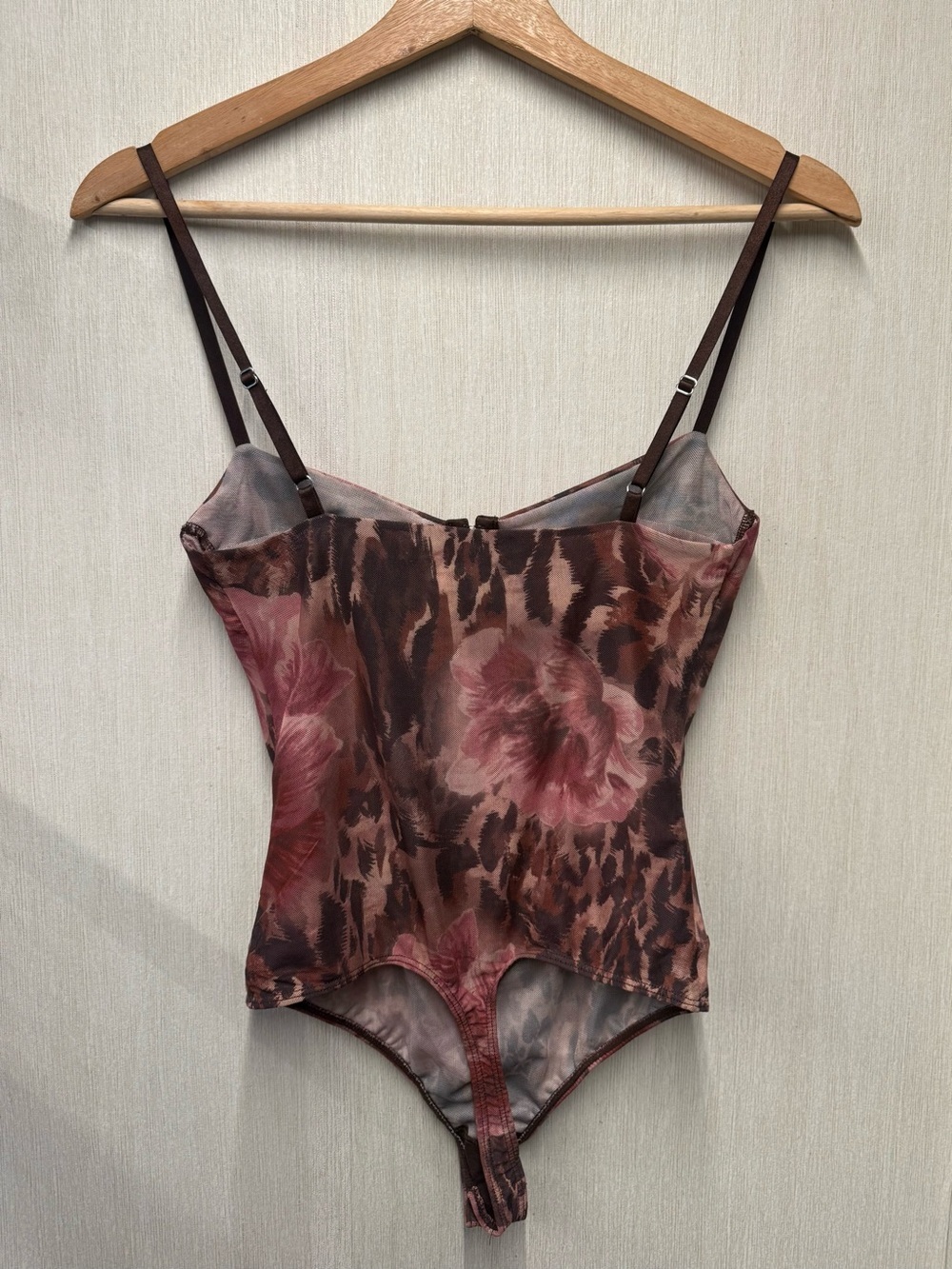 NWOT Free People Night Rhythm Mesh Bodysuit Shaved Chocolate Combo, Size Small - Picture 6 of 10